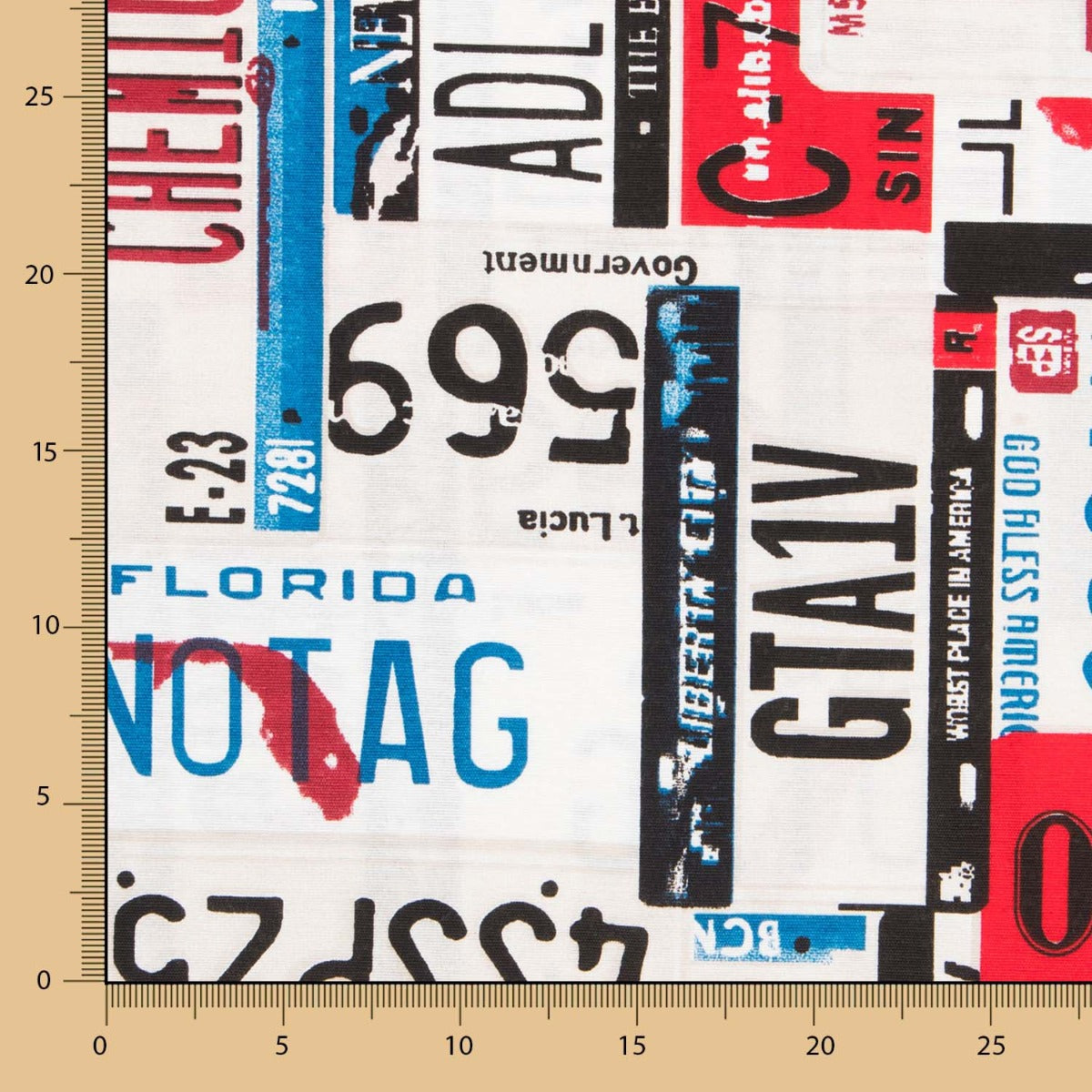 Retal Loneta Matrículas USA 140x280 cm - Ribes y Casals