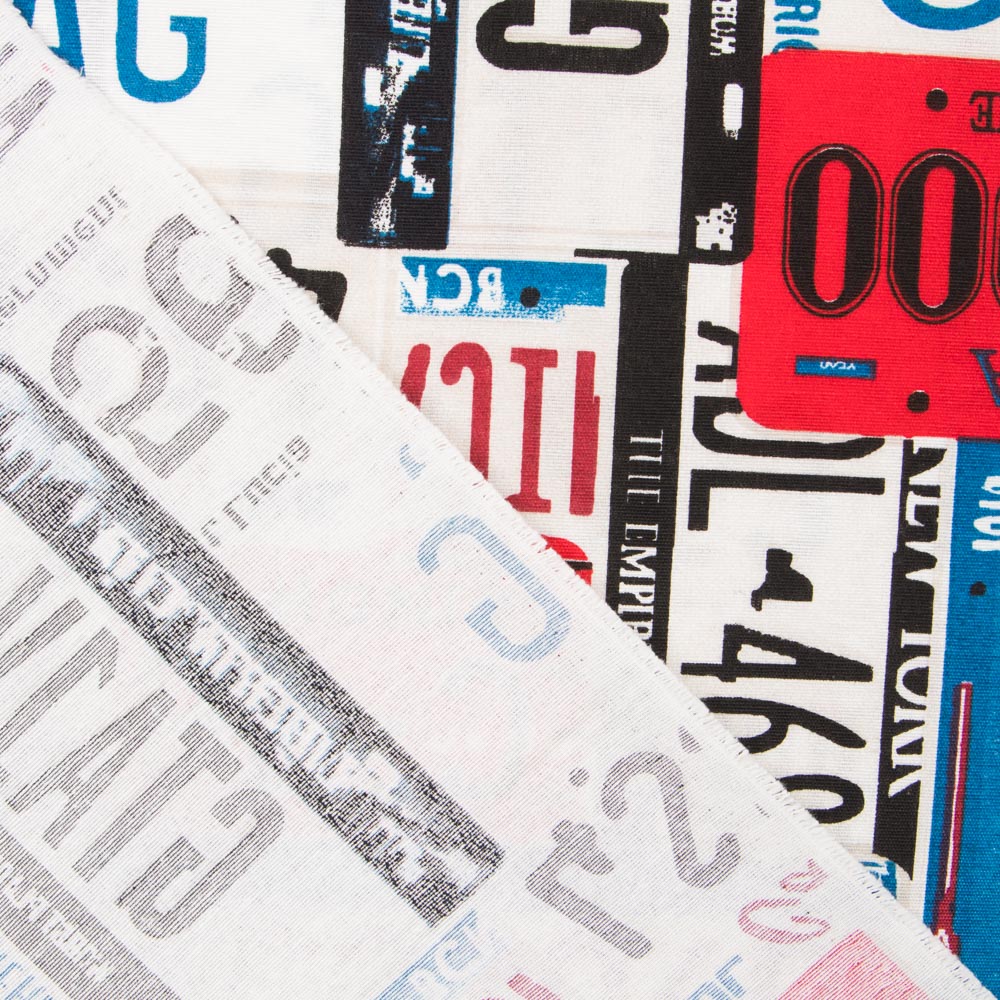 Retal Loneta Matrículas USA 140x280 cm - Ribes y Casals