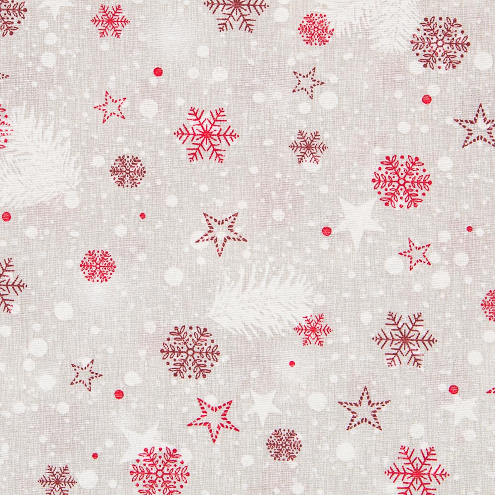 Loneta Navidad Gris Estrellas Rojas - Ribes y Casals