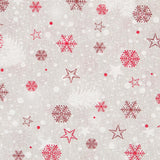 Loneta Navidad Gris Estrellas Rojas - Ribes y Casals