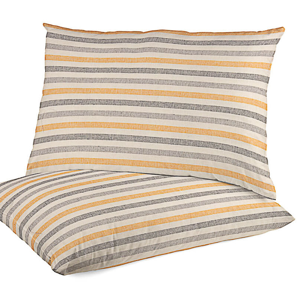 Loneta Algodón Rayas Azul-Mostaza - Ribes y Casals