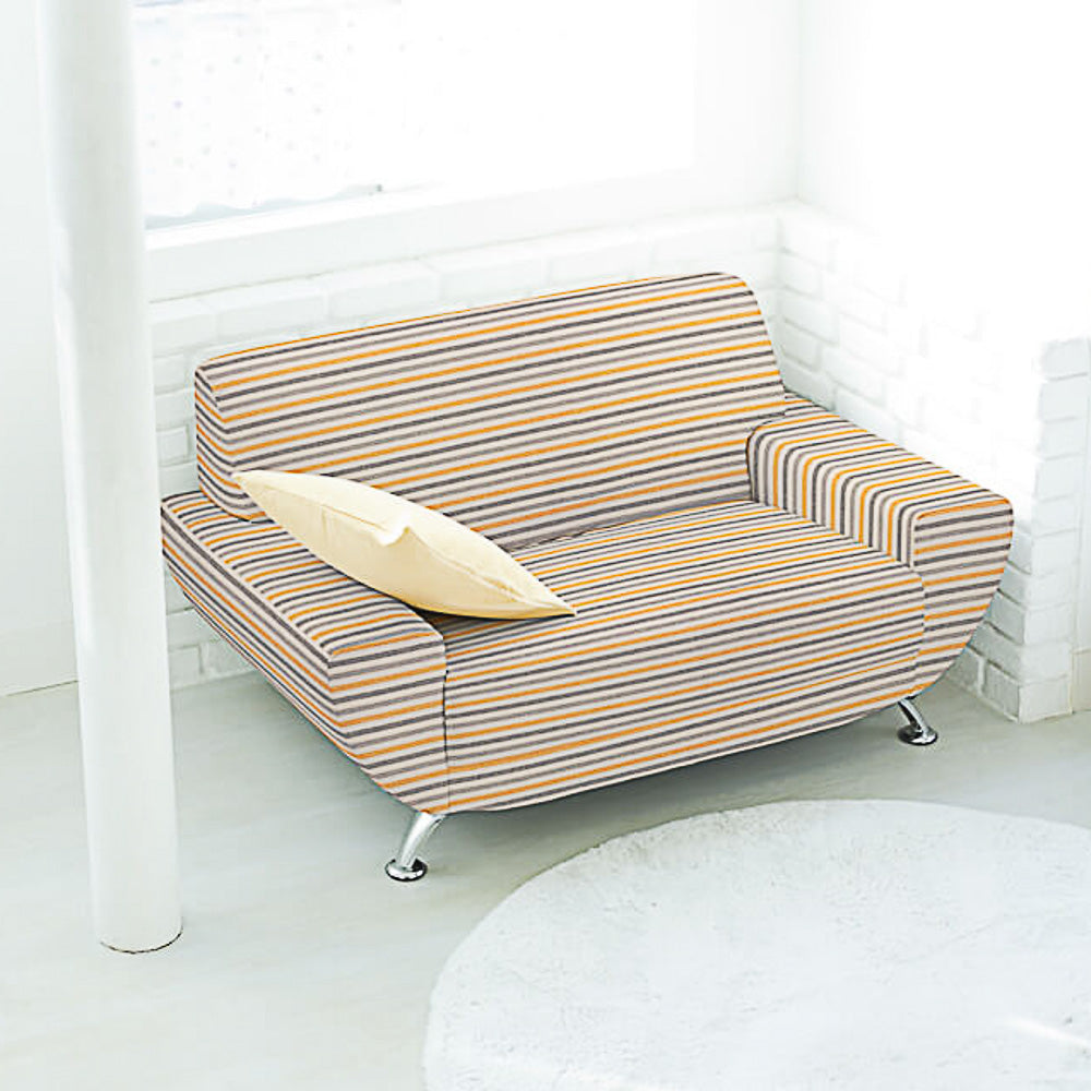 Loneta Algodón Rayas Azul-Mostaza - Ribes y Casals