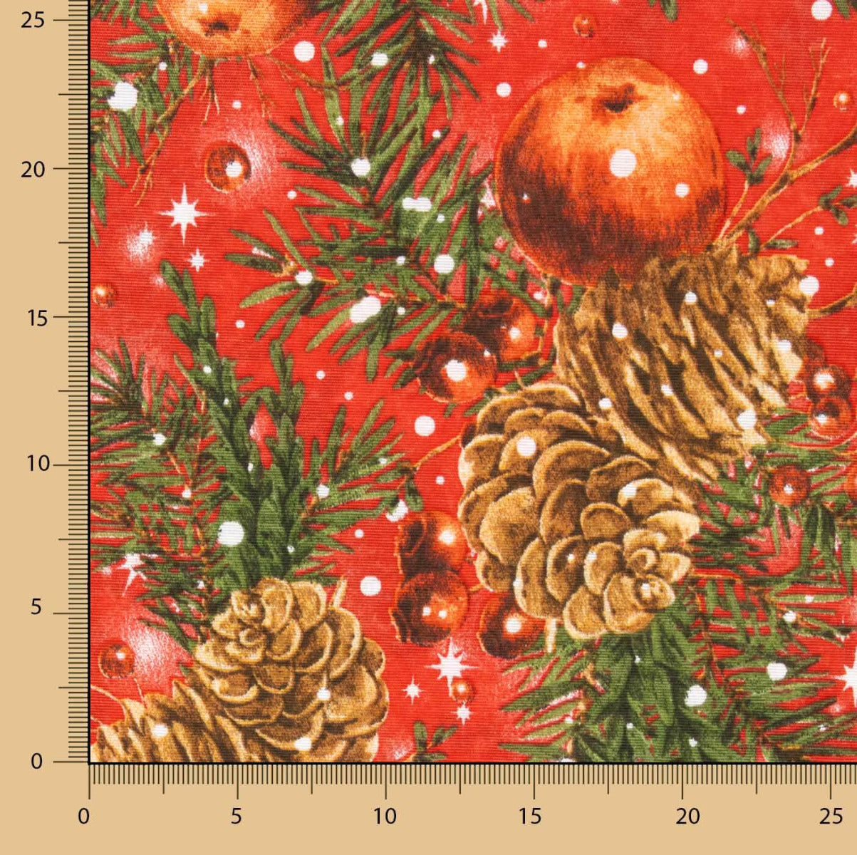 Retal Loneta Navidad Bolas Rojo 135x280 cm - Ribes y Casals