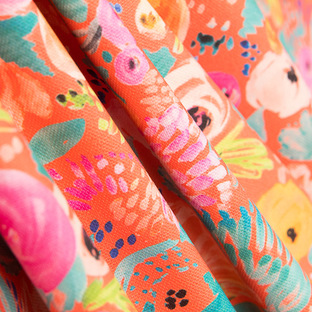 Loneta Supreme Floral Naranja - Ribes y Casals