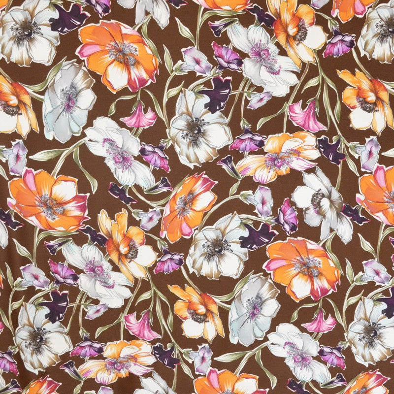 Lycra Estampada Acuarela Fondo Marrón - Ribes y Casals