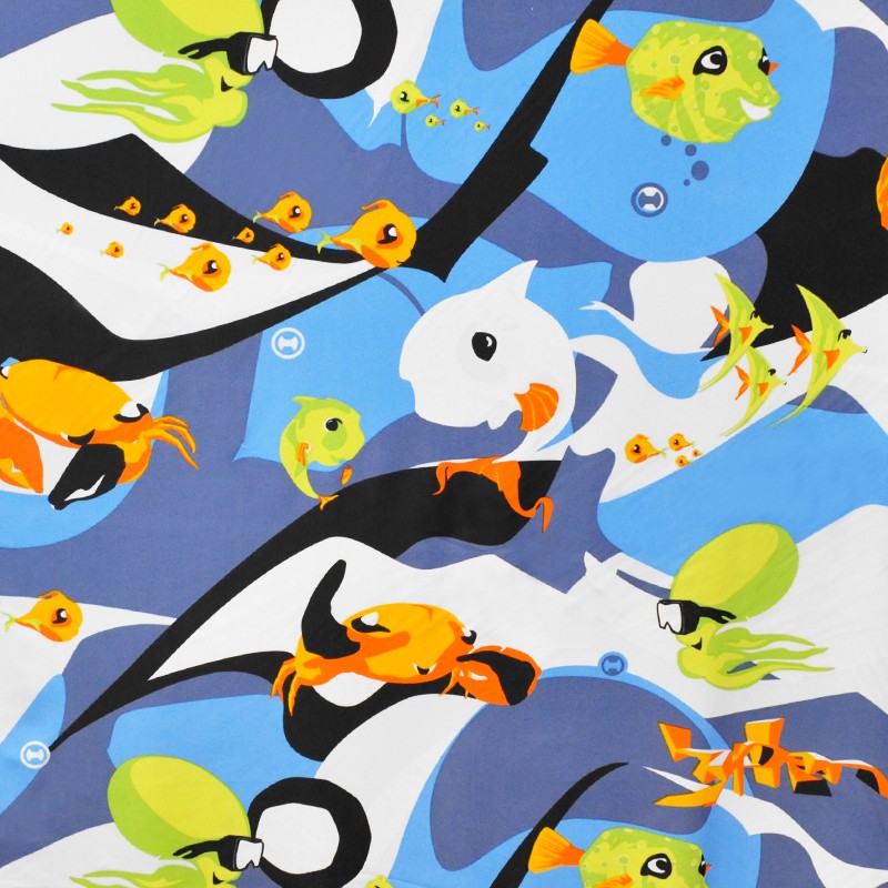 Lycra Estampada Acuario Fondo Blanco - Ribes y Casals