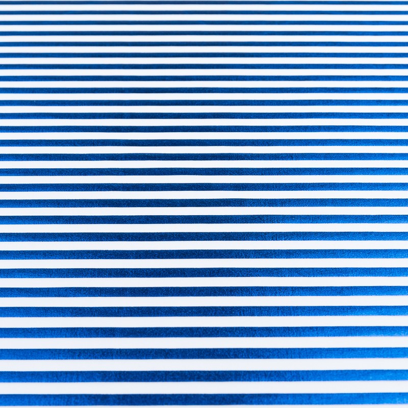 Lycra Estampada Lámina Rayas Metal Azul - Ribes y Casals