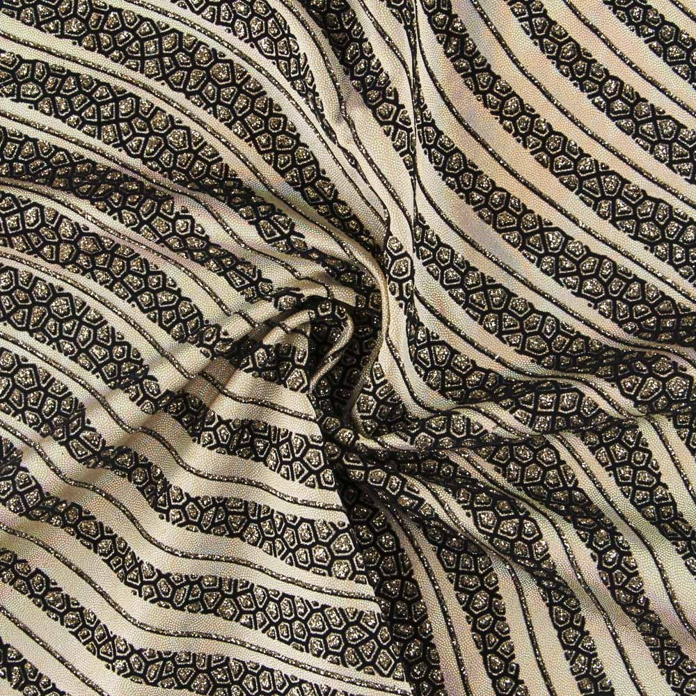 Lycra Flocada Ondas Oro - Ribes y Casals