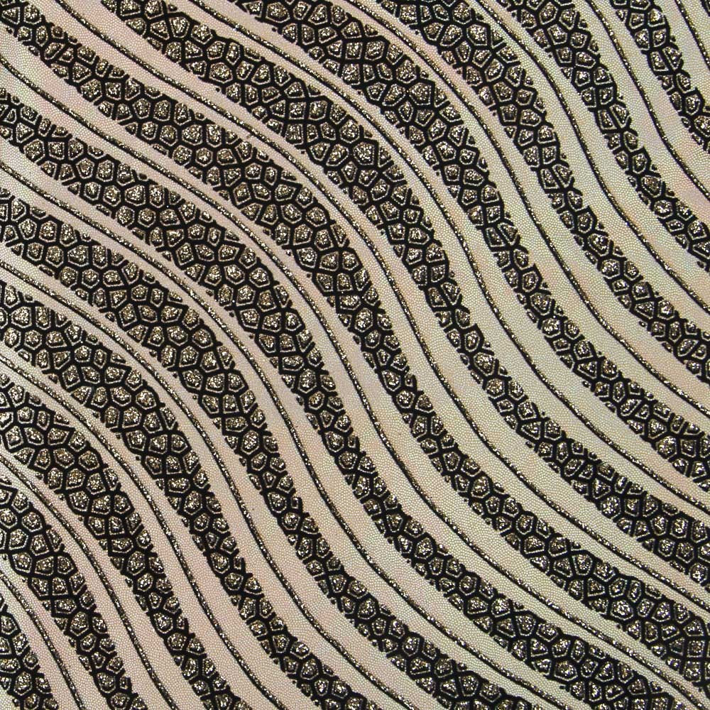 Lycra Flocada Ondas Oro - Ribes y Casals