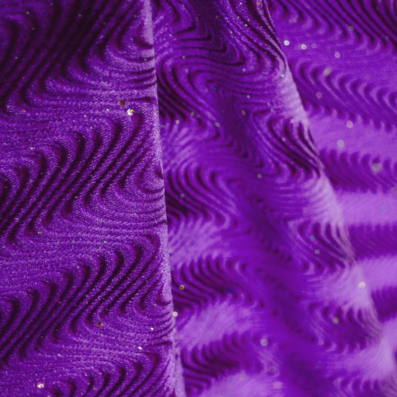 Lycra Glitter Ondas  Terciopelo Violeta - Ribes y Casals