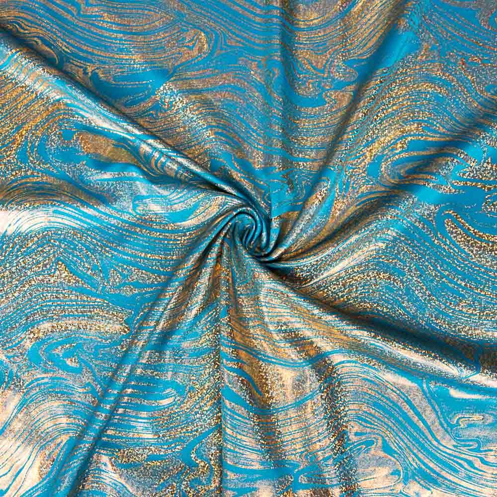 Lycra Foil Marmoleado Turquesa - Ribes y Casals