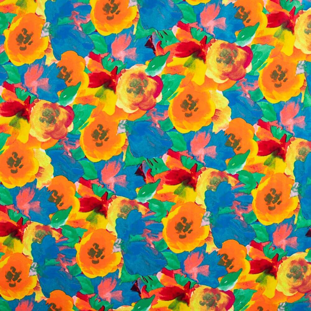 Lycra Printed Acuarela Flor Rosas - Ribes y Casals