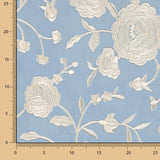 Mantón Bordado Crudo Tencel Azul Claro - Ribes y Casals