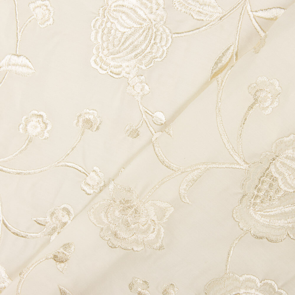 Mantón Bordado Crudo Tencel Blanco Natural - Ribes y Casals