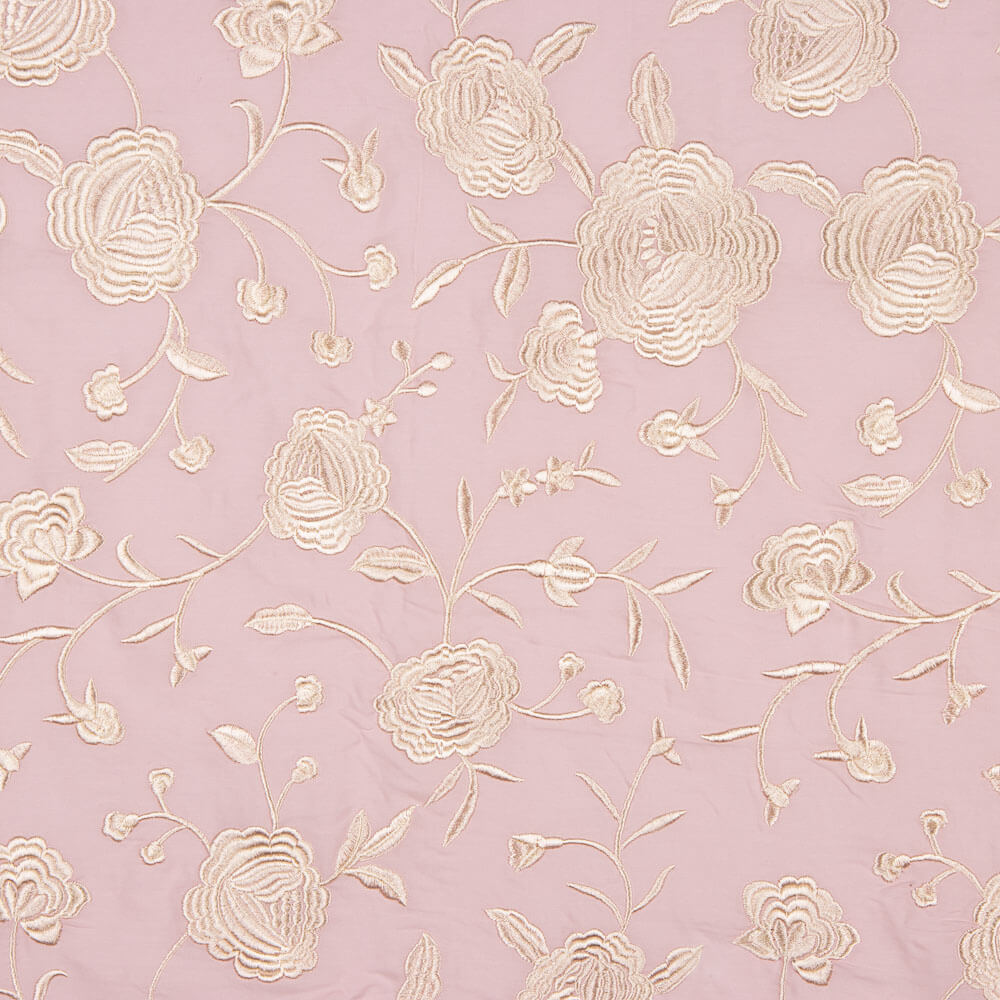 Mantón Bordado Crudo Tencel Rosa Perla - Ribes y Casals