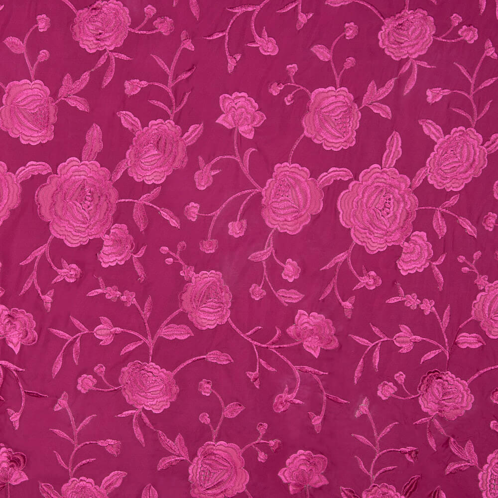 Mantón Bordado Fucsia Tencel Fresa - Ribes y Casals