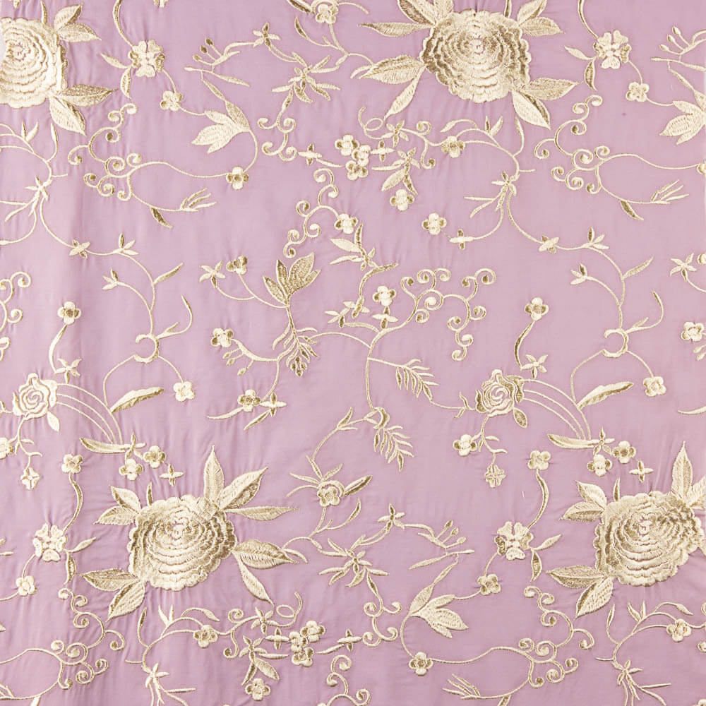 Mantón Tencel Bordado Malva - Ribes y Casals