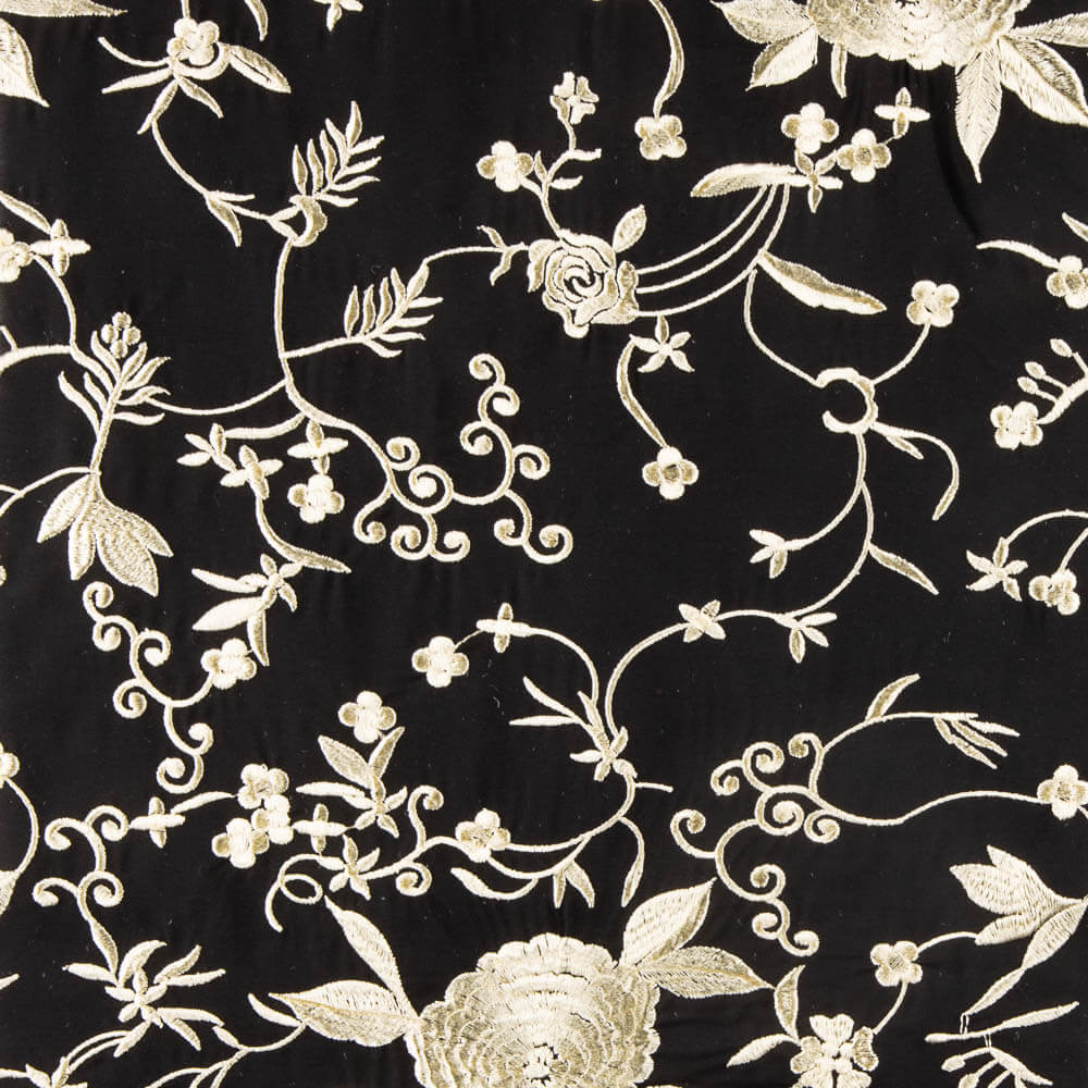 Mantón Tencel Bordado Negro - Ribes y Casals