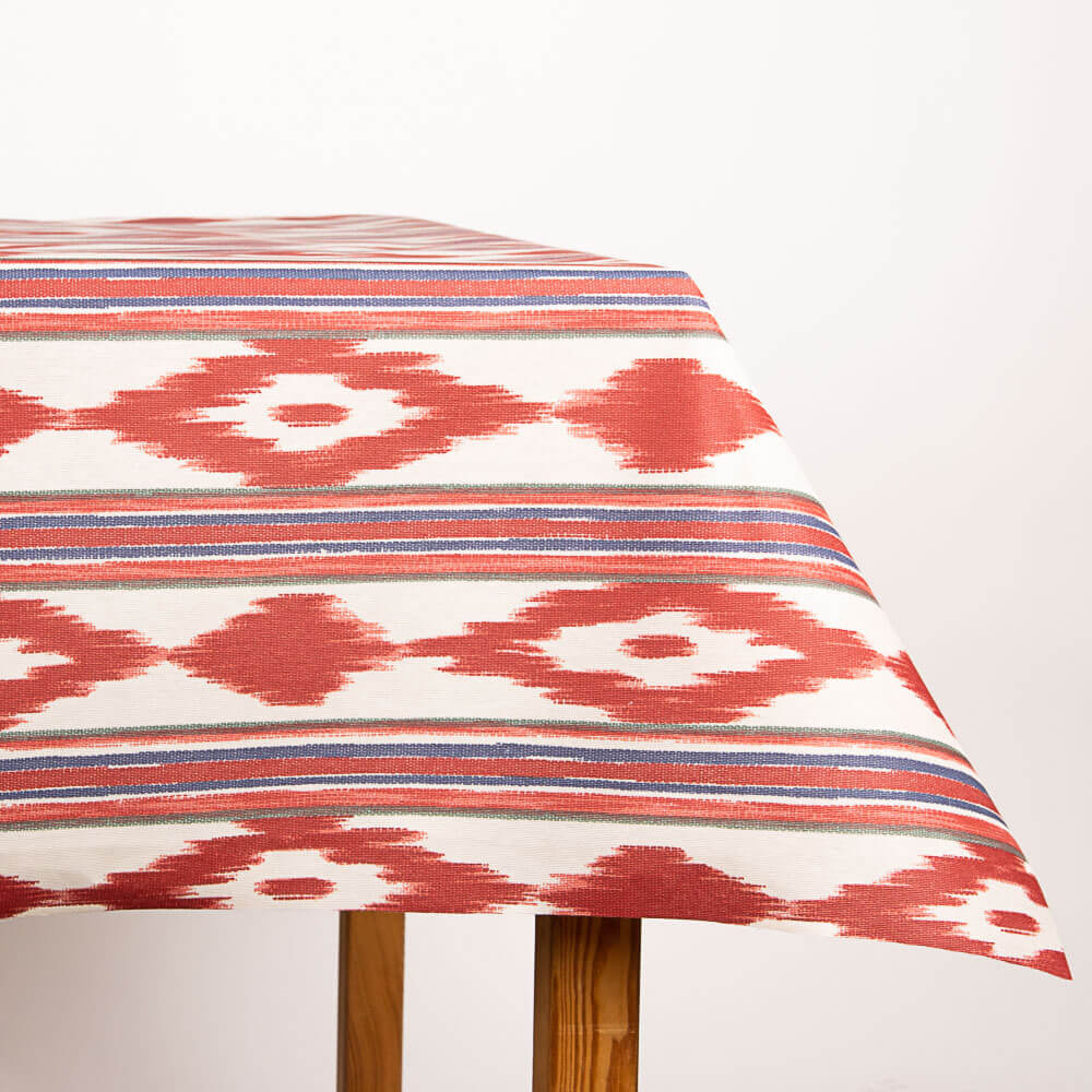 Mantel Resinado Antimanchas Ikat Rojo - Ribes y Casals