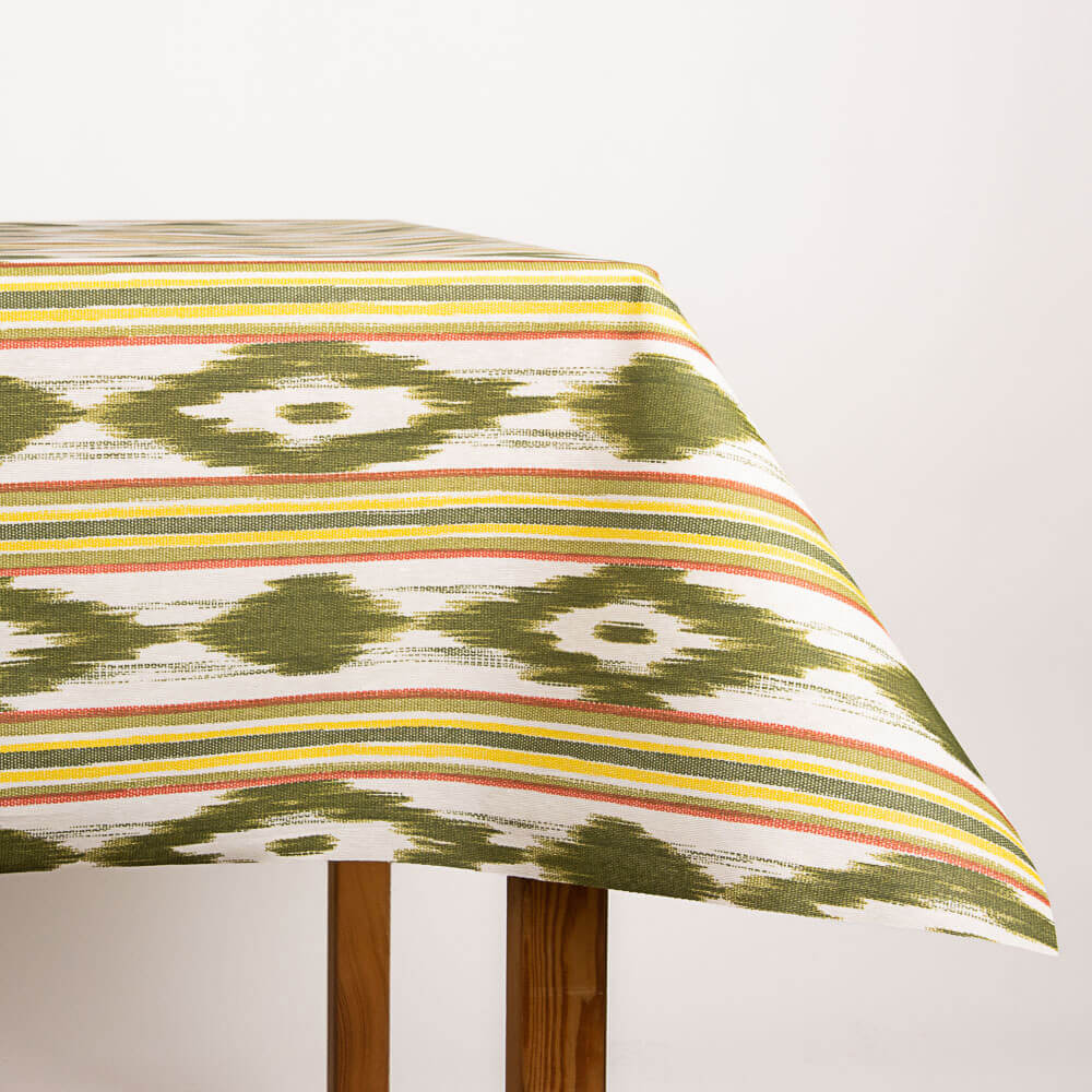 Mantel Resinado Antimanchas Ikat Verde - Ribes y Casals