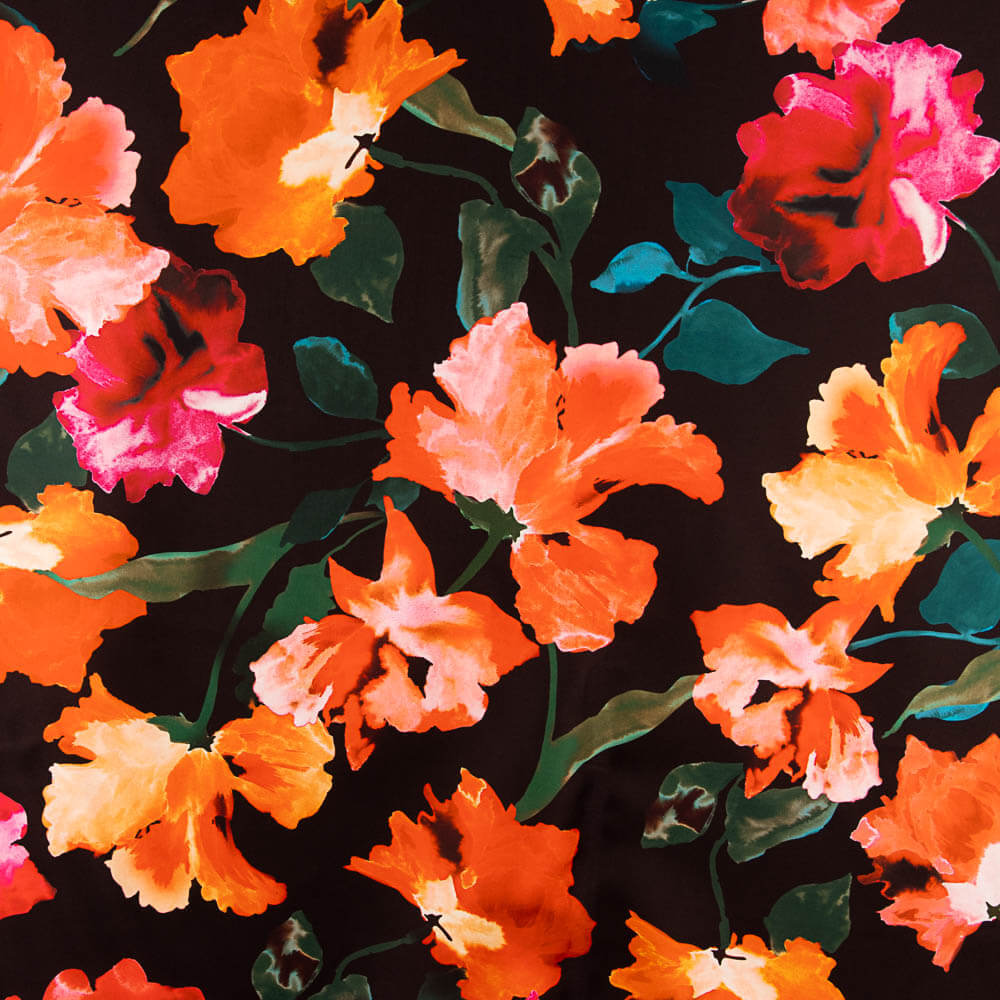 Mikado Poliéster Estampado Negro - Ribes y Casals