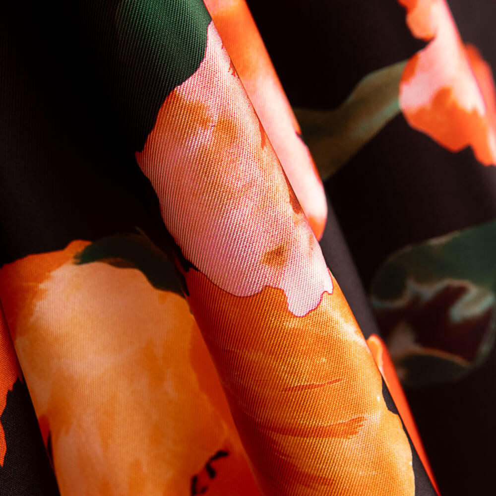 Mikado Poliéster Estampado Negro - Ribes y Casals