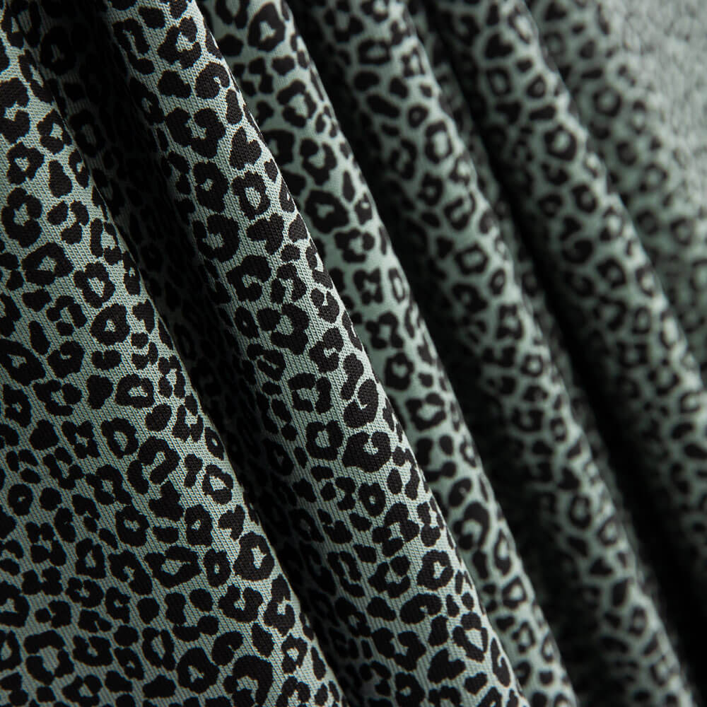 Punto Algodón Lycra Leopardo Verde Salvia - Ribes y Casals