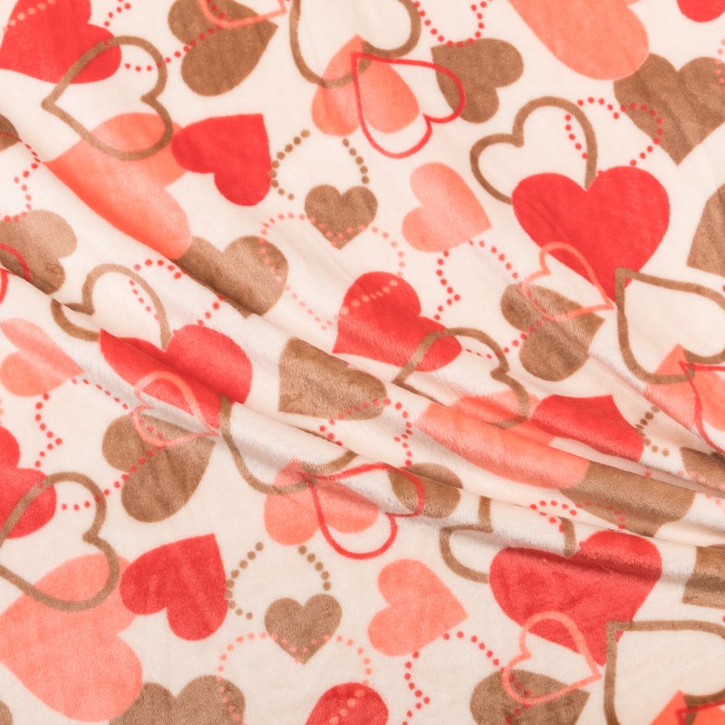 Minky Corazones Coral - Ribes y Casals