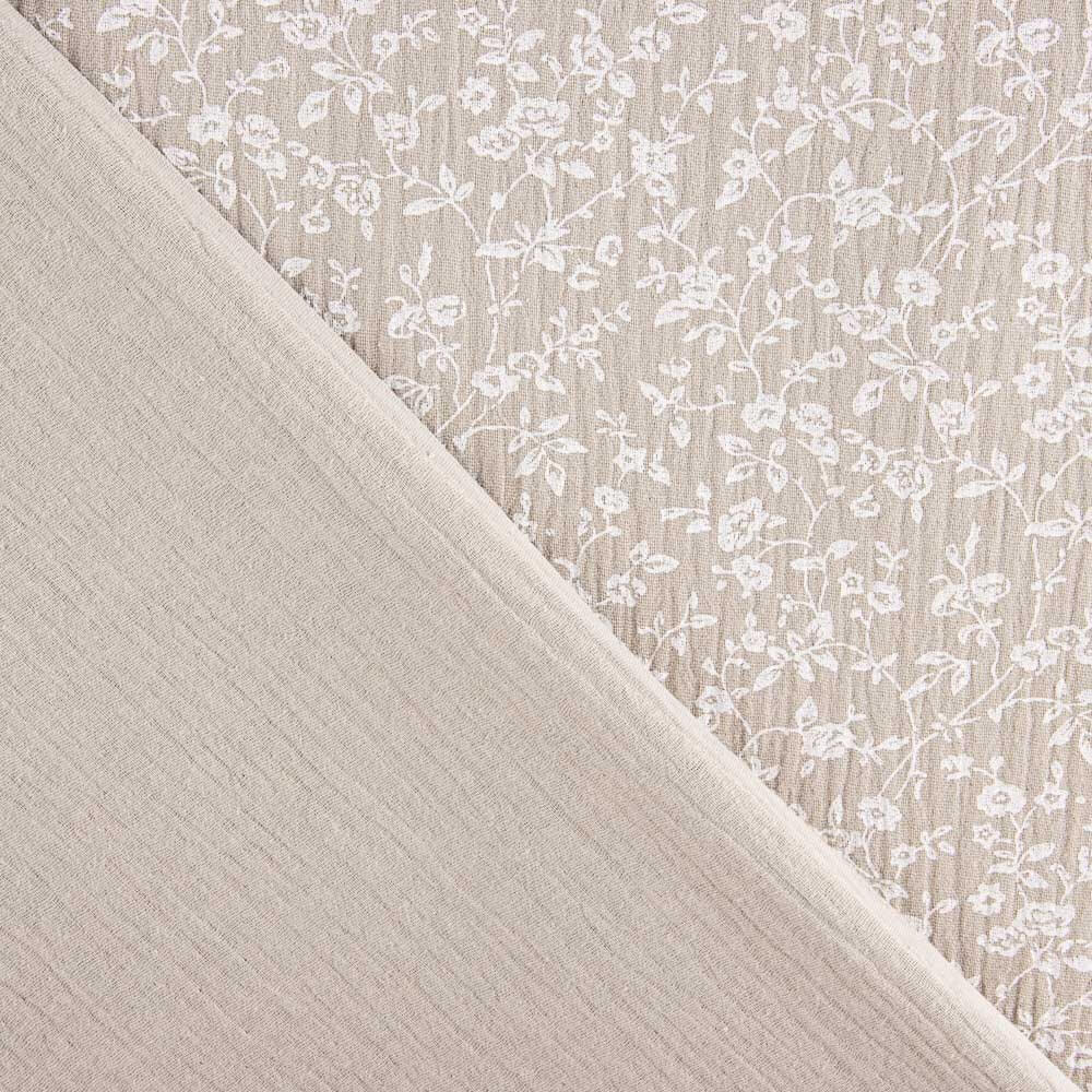 Muselina Algodón Flores Gris - Ribes y Casals