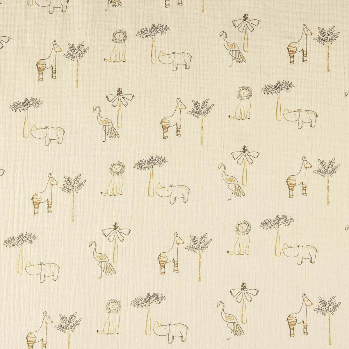 Muselina Doble Faz Animals Infantil Beige - Ribes y Casals
