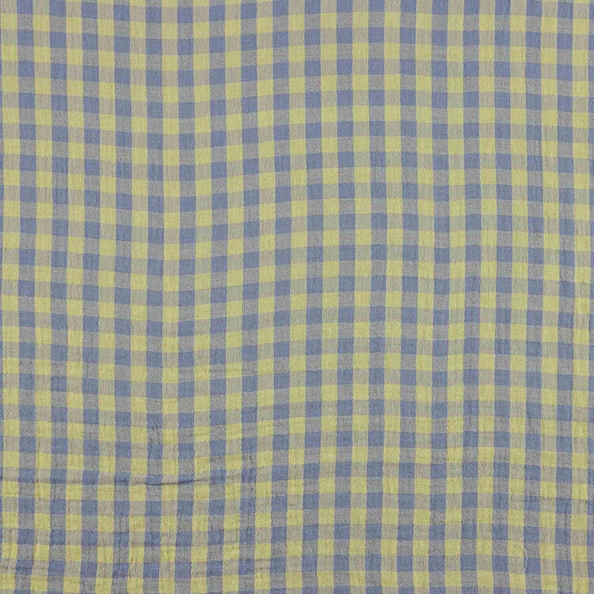 Muselina Doble Faz Cuadros Limón-Báltico - Ribes y Casals