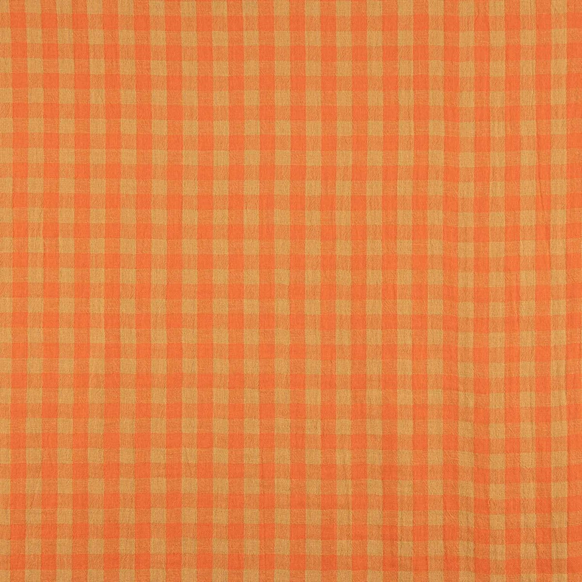 Muselina Doble Faz Cuadros Naranja-Camel - Ribes y Casals