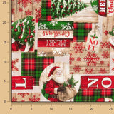 Loneta Estampada Navidad Papá Noel y Cuadros Escoceses - Ribes y Casals