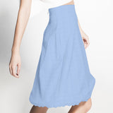 New Crepe Satén Azul Empolvado - Ribes y Casals