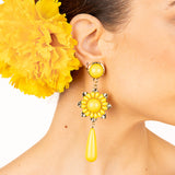 Pendientes Flamencos Gota y Flor Amarillo - Ribes y Casals