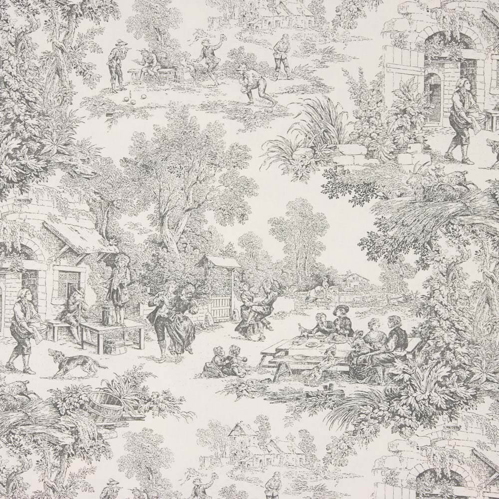Panamá Hogar Estampado Toile de Jouy Gris - Ribes y Casals