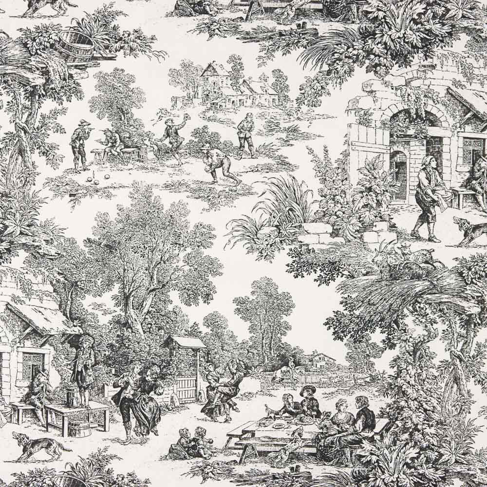 Panamá Hogar Estampado Toile de Jouy Negro - Ribes y Casals