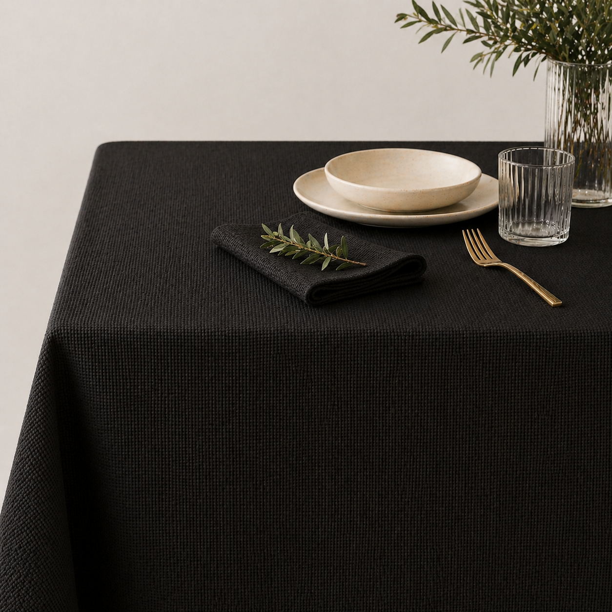 Loneta Panamá Algodón Orgánico Negro - Ribes y Casals