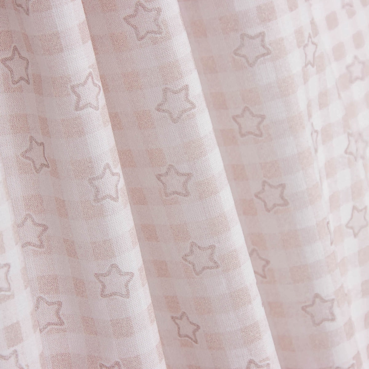 Percal Infantil Vichy Rosa con Estrellas - Ribes y Casals