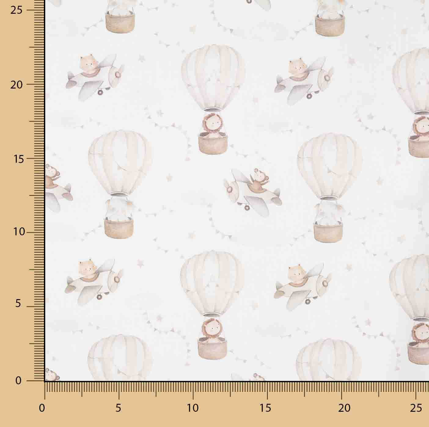 Percal Estampado Pequeños Aviadores Beige - Ribes y Casals