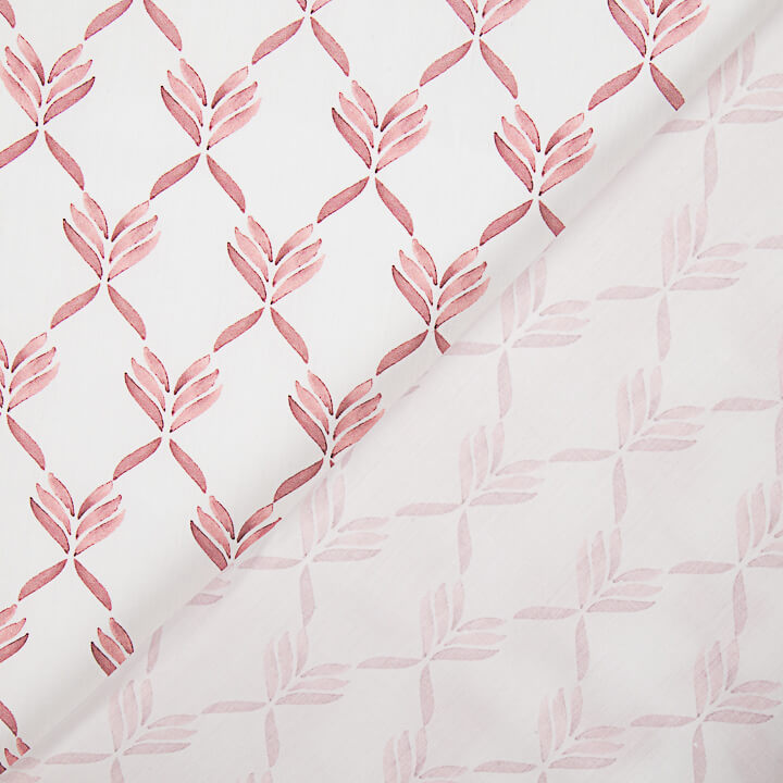Percal Estampado Hojas Geométricas Coral - Ribes y Casals