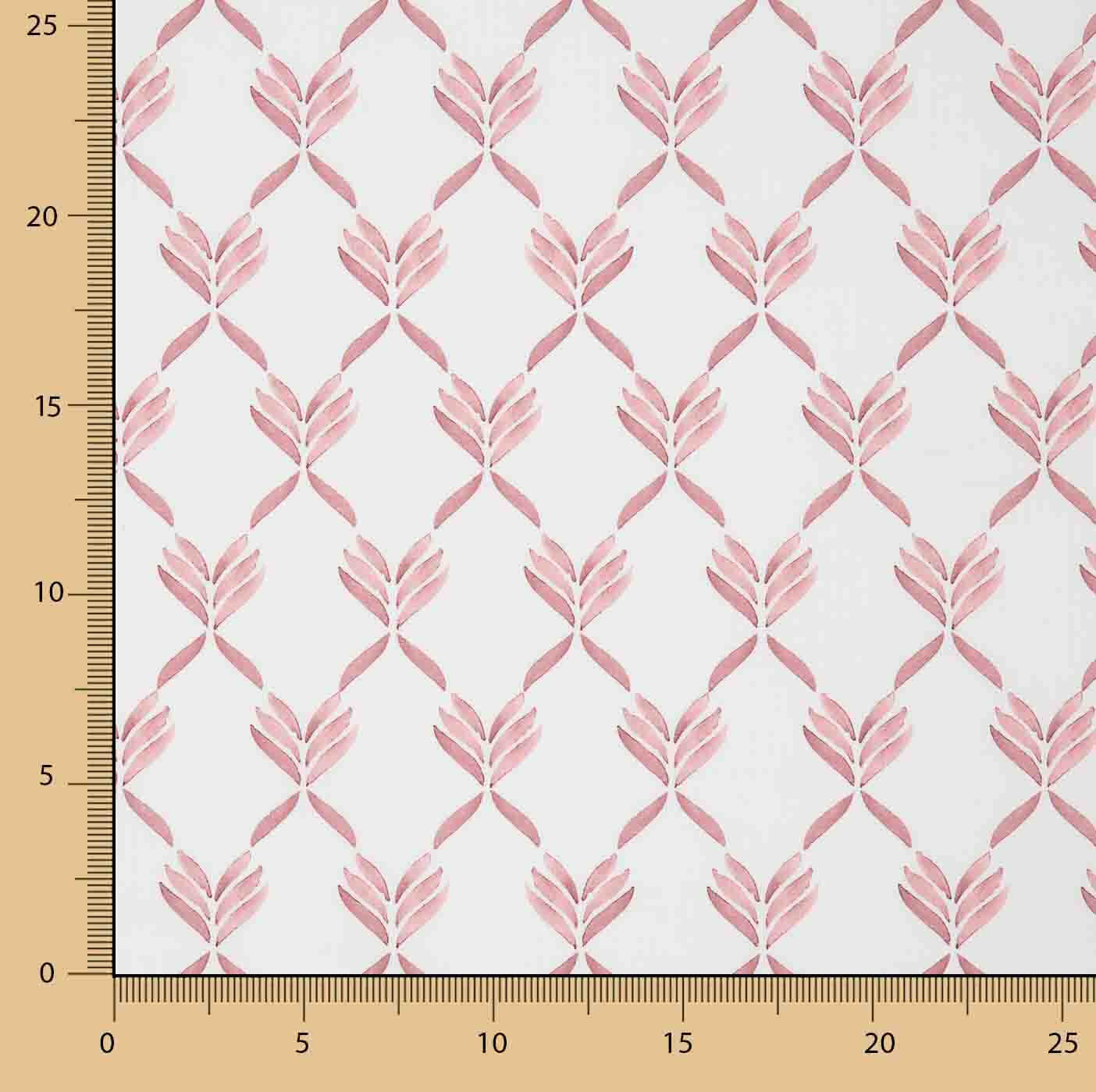 Percal Estampado Hojas Geométricas Coral - Ribes y Casals