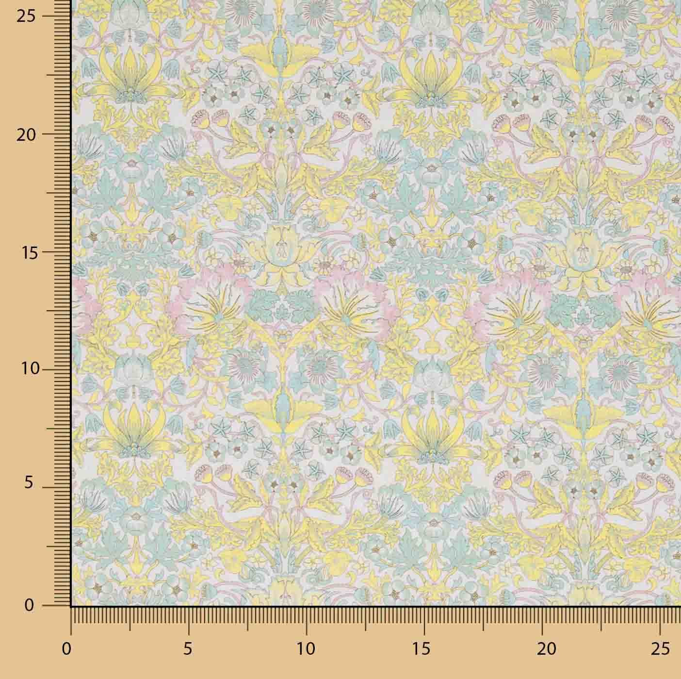 Percal Estampado Jardín de Versalles Amarillo Pastel - Ribes y Casals