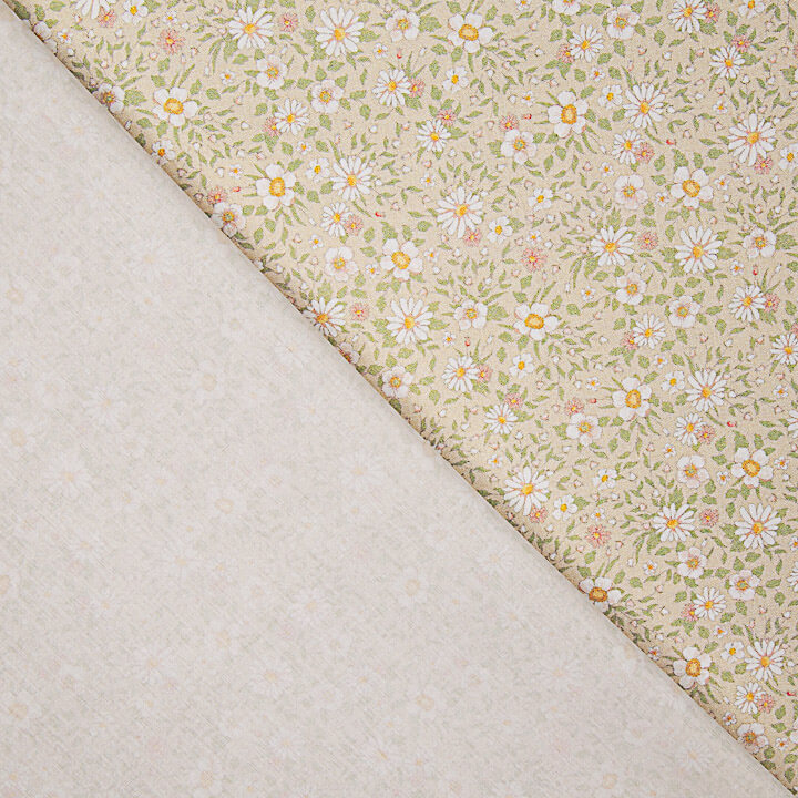 Percal Estampado Margaritas de Primavera Beige - Ribes y Casals