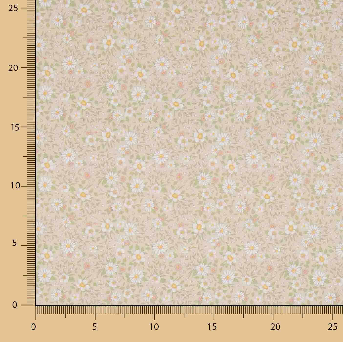 Percal Estampado Margaritas de Primavera Beige - Ribes y Casals