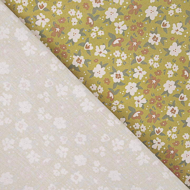Percal Estampado Flora Mostaza - Ribes y Casals