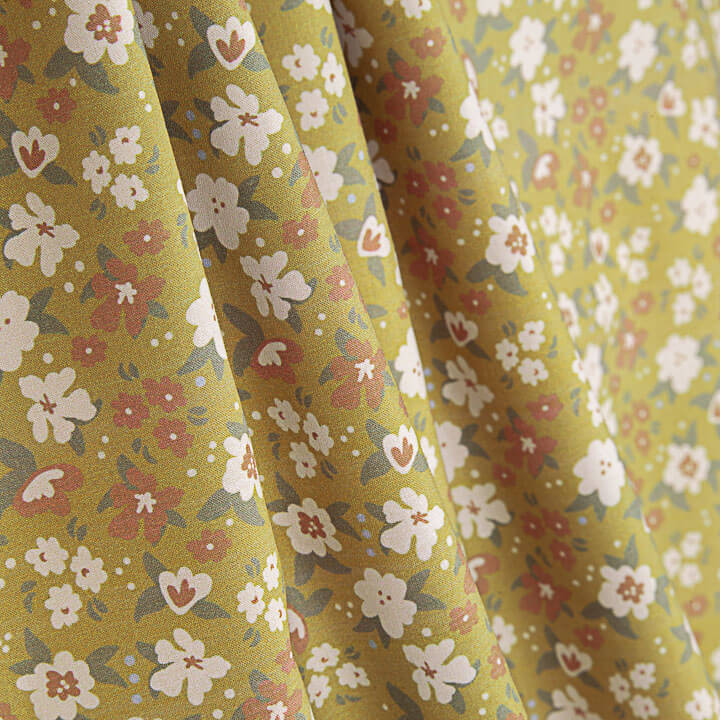 Percal Estampado Flora Mostaza - Ribes y Casals