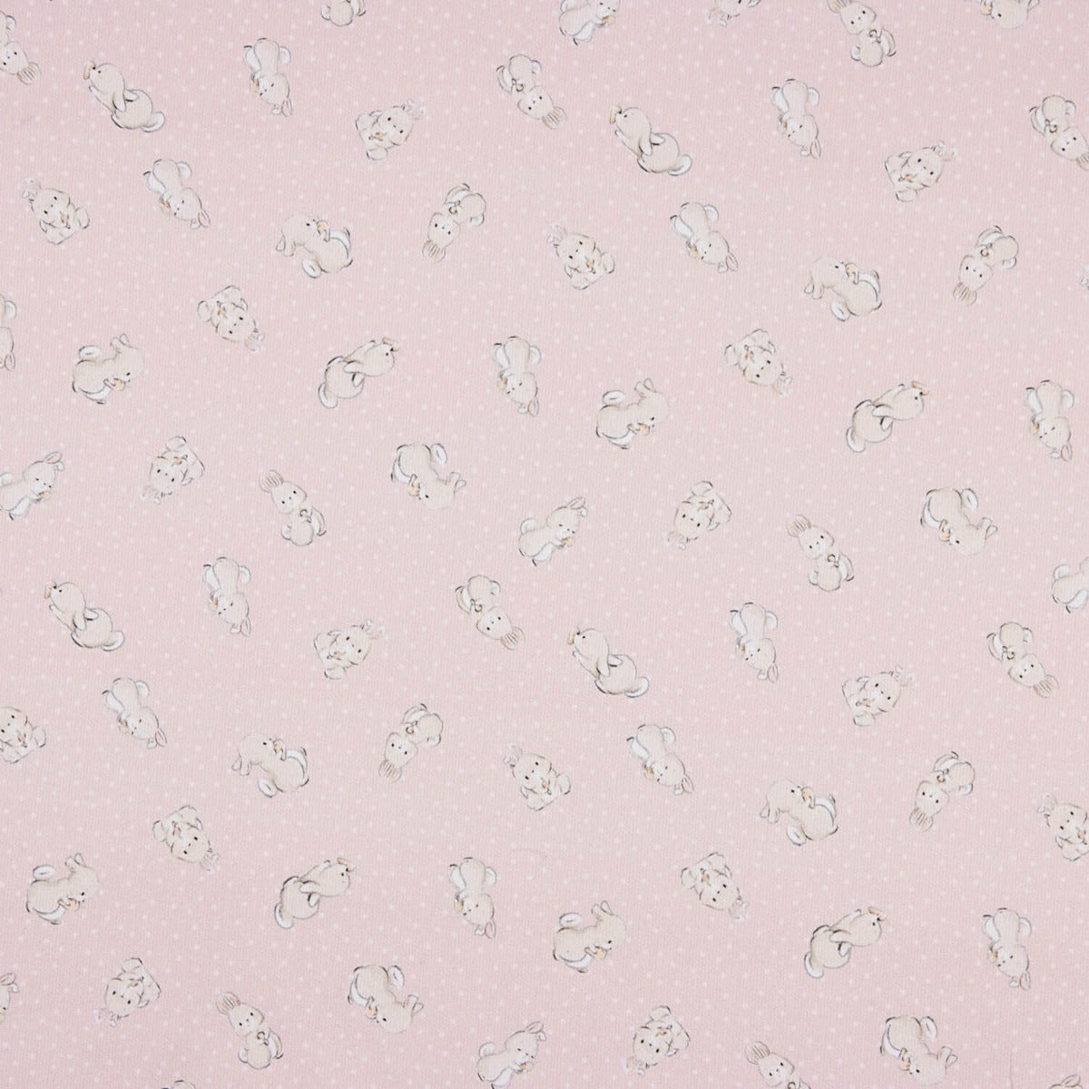 Piqué Algodón Conejitos Rosa Suave - Ribes y Casals