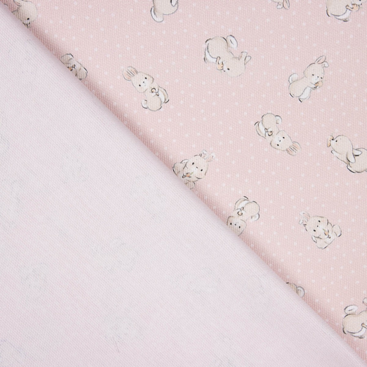 Piqué Algodón Conejitos Rosa Suave - Ribes y Casals