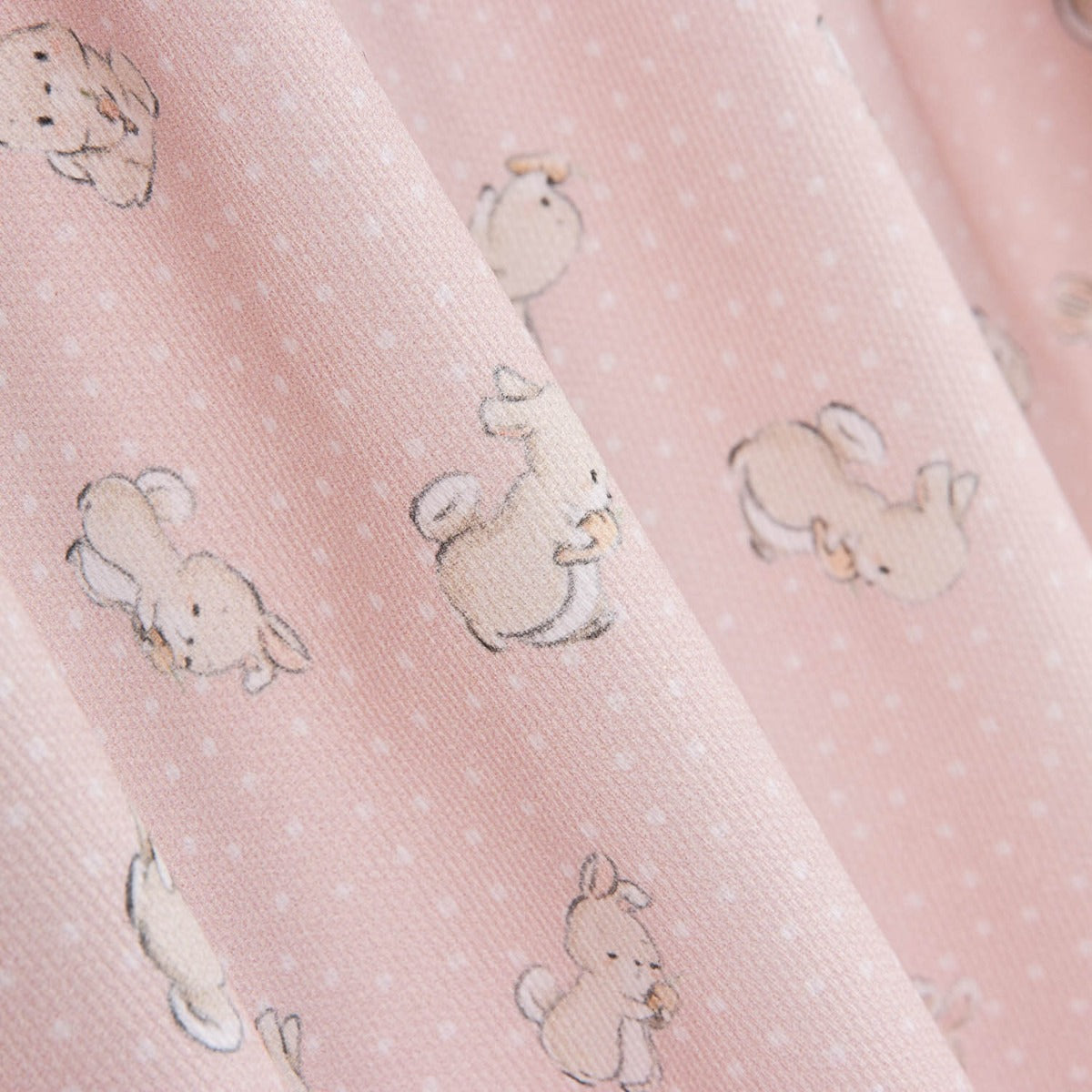 Piqué Algodón Conejitos Rosa Suave - Ribes y Casals